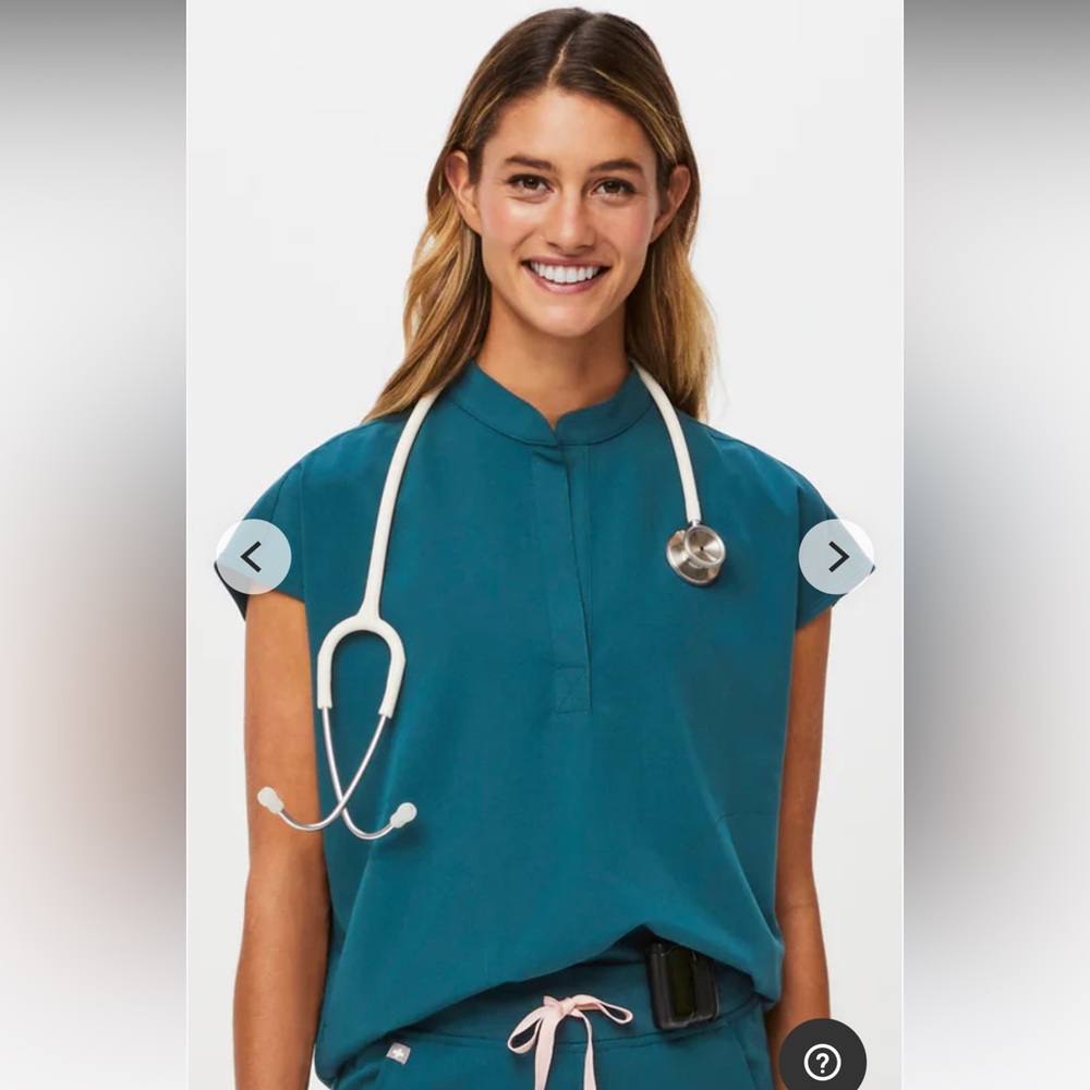 Figs Rafael Scrub Top, Caribbean Blue, Small